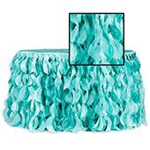 Spiral Taffeta & Organza Table Skirt  - 14 Feet x 30 Inches High - Turquoise