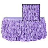 Spiral Taffeta & Organza Table Skirt  - 14 Feet x 30 Inches High - Victorian Lilac/Wisteria