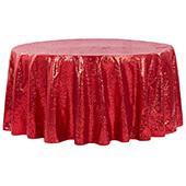 120" Round Sequin Tablecloth - Apple Red