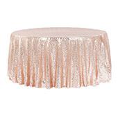 120" Round Sequin Tablecloth - Blush/Rose Gold