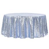 120" Round Sequin Tablecloth - Dusty Blue