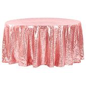 120" Round Sequin Tablecloth - Dusty Rose/Mauve