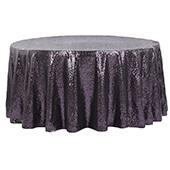 120" Round Sequin Tablecloth - Eggplant/Plum