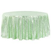 120" Round Sequin Tablecloth - Mint Green