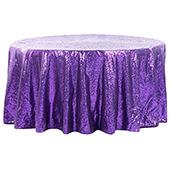 120" Round Sequin Tablecloth - Purple