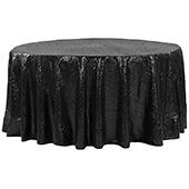 132" Round Sequin Tablecloth - Black
