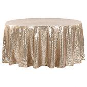 132" Round Sequin Tablecloth - Champagne