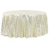 132" Round Sequin Tablecloth - Ivory