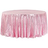 132" Round Sequin Tablecloth - Pink