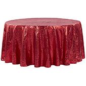 132" Round Sequin Tablecloth - Red