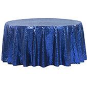 132" Round Sequin Tablecloth - Royal Blue