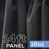 16oz. Fire Retardant Duvetyne/Commando Cloth - Sewn Drape Panel w/ 4" Rod Pockets - 14ft in Black