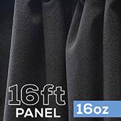 16oz. Fire Retardant Duvetyne/Commando Cloth - Sewn Drape Panel w/ 4" Rod Pockets - 16ft in Black