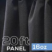 16oz. Fire Retardant Duvetyne/Commando Cloth - Sewn Drape Panel w/ 4" Rod Pockets - 20ft in Black