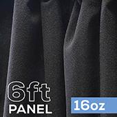 16oz. Fire Retardant Duvetyne/Commando Cloth - Sewn Drape Panel w/ 4" Rod Pockets - 6ft in Black