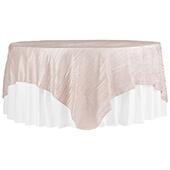 Accordion Crushed Taffeta - 85"x85" Square Table Topper/Overlay - Blush/Rose Gold