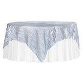 Accordion Crushed Taffeta - 85"x85" Square Table Topper/Overlay - Dusty Blue