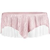Accordion Crushed Taffeta - 85"x85" Square Table Topper/Overlay - Pink