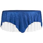 Accordion Crushed Taffeta - 85"x85" Square Table Topper/Overlay - Royal Blue