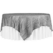 Accordion Crushed Taffeta - 85"x85" Square Table Topper/Overlay - Silver