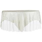 Accordion Crushed Taffeta - 85"x85" Square Table Topper/Overlay - Ivory