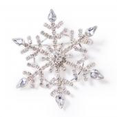 DecoStar™ Diamond Winter Holiday Snowflake Decorative Brooch in Silver
