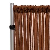 50% OFF LIQUIDATION – *FR* Crushed Sheer Voile Curtain Panel by Eastern Mills w/ 4" Pockets - 10FT Long x 10ft Wide - Brown