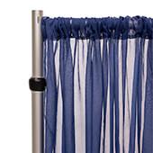 *FR* Crushed Sheer Voile Curtain Panel by Eastern Mills w/ 4" Pockets - 10ft Wide - Navy Blue
