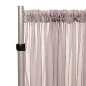 50% OFF LIQUIDATION – *FR* Crushed Sheer Voile Curtain Panel by Eastern Mills w/ 4" Pockets - 18ft Long x 10FT Wide - Silver