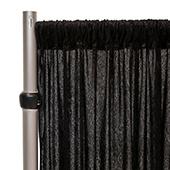 Fire Retardant Economy Panne Stretch Velvet Drape w/ Sewn Rod Pocket - Black