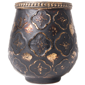 DecoStar™ Antiqued Black & Gold Moroccan Glass Candle Holder - 4.3" - 6 PACK