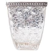 DecoStar™ Square Glass w/ Antiqued Black Metal Trim Vase/Candle Holder - 5" - 6 PACK