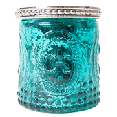 DecoStar™ Glass Candle Holder w/ Metal Trim- 2.7" - 6 PACK - Teal