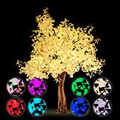 Lighted Ginkgo LED Tree - AC Adapter - 1632 LEDs - RGBW w/ Remote & Many Functions! - 9FT Tall
