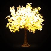 Lighted Grand Centerpiece or Floor Ginkgo LED Tree - AC Adapter - 480 LEDs - Warm White - 5FT Tall