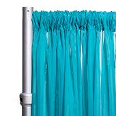 50% OFF LIQUIDATION – *FR* 8FT Long x 10ft Wide Sheer Voile Curtain Panel by Eastern Mills w/ 4" Pockets - Teal Blue