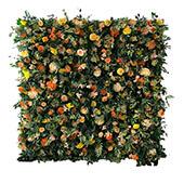 Deluxe Mixed Greenery w/ Orange & Yellow Florals - Curtain Style Floral Wall - Easy Install! Select Size