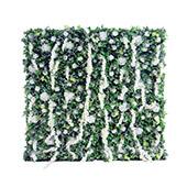 Deluxe Mixed Greenery Wall w/ White Florals - Curtain Style - Easy Install! Select Size
