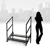 IntelliStage - 24" 2-Step Fixed Stairs with Wheels & Handrails