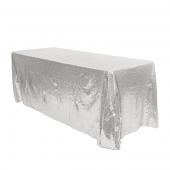 Rectangle 90" x 156" Sequin Tablecloth by Eastern Mills - Premium Quality - Silver