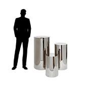 3 Piece Set of Metal Cylinder Pedestals Display - Silver