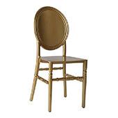 Oval Solid Back Resin Dining Event Chair - Gold