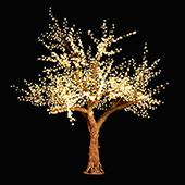 Lighted Cherry Tree - AC Adapter - 2400 LEDs - Warm White - 10FT Tall