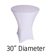 200 GSM Grade A Quality Spandex Hi-Boy Table Cover - White - Cocktail Table - 30" Diameter