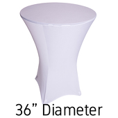 200 GSM Grade A Quality Spandex Hi-Boy Table Cover - White - Cocktail Table - 36" Diameter
