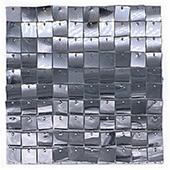 Easy Connect Shimmer Wall Panels w/ Transparent Grid Backing & Square Sequins - 12 Tiles - Silver