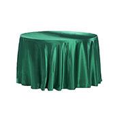 Sleek Satin Tablecloth 120" Round - Emerald Green