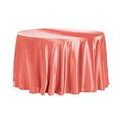 Sleek Satin Tablecloth 120" Round - Coral