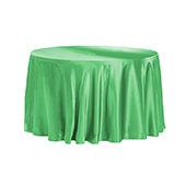 Sleek Satin Tablecloth 120" Round - Kelly Green