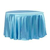Sleek Satin Tablecloths 132" Round - Aqua Blue